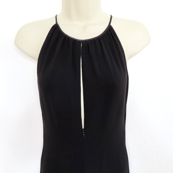 Tahari Womens 2 Zipper Keyhole Front Solid Black Sleeveless Sheath Dress Gown - Picture 3 of 10